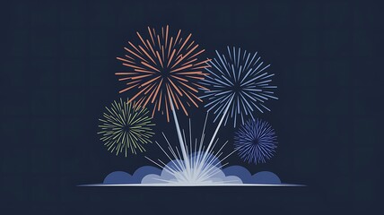 Four Fireworks Exploding in the Night Sky