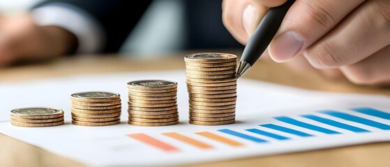 Poster - Family Sitting Together at a Desk Planning Their Finances and Investment Goals with Savings Targets Outlined on Paper