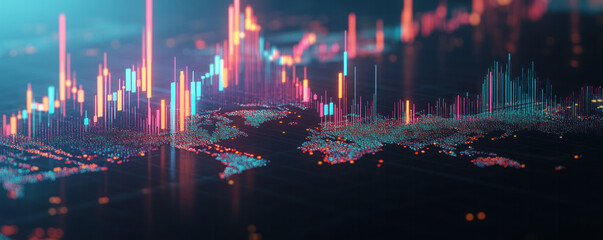 Poster - A colorful graph of data is displayed on a black background. The colors are bright and vibrant, creating a sense of energy and excitement