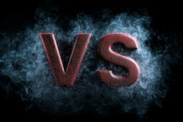 VS inscription or text, versus concept, fight battle screen competition or comparison. Confrontation blank background