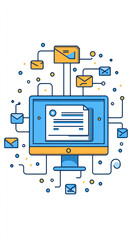 Poster - a computer screen with a bunch of emails and a piece of paper with a name on it. the paper is placed
