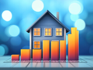 Poster - A house is shown with a series of orange and yellow bars that represent the growth of the house over time