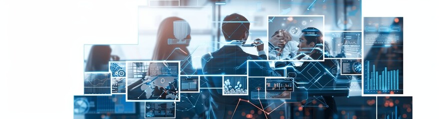 Poster - Global Business Network Teamwork Technology Communication Data Exchange Strategy HR Recruitment Outsourcing Financial Growth Success Professional Leadership