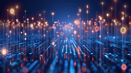 Fototapete - Digital Binary Code Background 3D Rendering - Big Data Cyber Security Technology Concept
