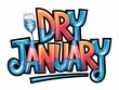 © Friedbert - Colorful Dry January Celebration Typography with Water Glass Motif