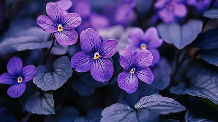 Wall Mural - Purple violets bloom in the spring