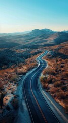 Wall Mural - A winding road through a desert landscape. AI.