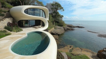 Poster - Unique modern house with pool by the sea