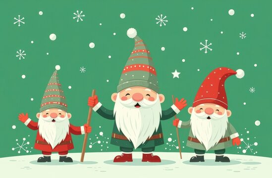 Christmas gnomes pattern, Christmas wrapping paper
