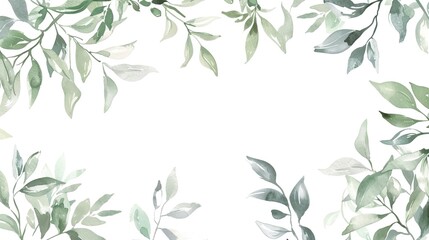 Naklejka na meble White background with green plant accents creates a fresh and inviting aesthetic. A harmonious blend of purity and nature, perfect for design projects and creative endeavors