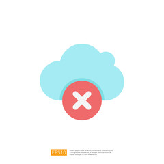 Poster - A simple graphic illustration of a cloud with a red cross symbol, suggesting a negative or error state related to cloud services or data storage.