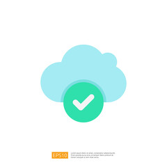 Poster - A stylized cloud icon with a green checkmark, symbolizing successful data upload or cloud storage confirmation.