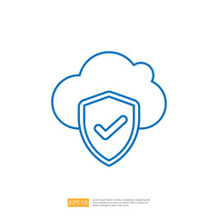 Poster - The image features a stylized cloud with a shield and a checkmark, symbolizing cloud security and protection.