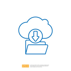 Poster - A simple graphic depicting a cloud with a downward arrow pointing to a folder, symbolizing cloud storage and file downloading.