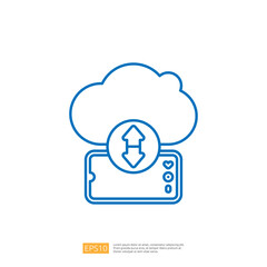 Poster - A graphic illustration depicting cloud storage with an upward arrow and a smartphone, symbolizing data upload and synchronization.