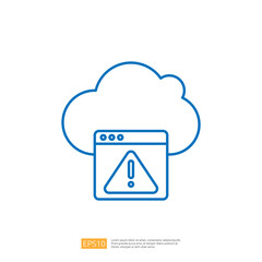 Poster - A graphic representation of a cloud with an error message in a browser window, indicating a problem with cloud services.