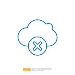 Poster - A simple blue outline of a cloud with a cross symbol inside, indicating a 'not available' or 'error' status related to cloud services.