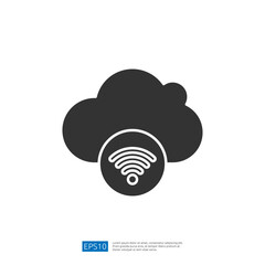 Poster - A graphic representation of a cloud with a Wi-Fi symbol, symbolizing cloud computing and wireless connectivity.
