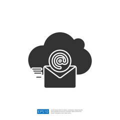 Poster - An icon depicting an envelope with an '@' symbol inside a cloud, representing email communication and cloud storage.