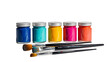 © Nuclears - Vibrant Paint Jars and Brushes on Clear Background Supplies PNG....