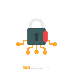 Poster - A stylized padlock with circuit-like lines, symbolizing digital security and technology.