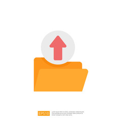 Poster - The image features a simple graphic of a folder with an upward arrow, symbolizing file upload or data transfer. It conveys a digital action related to file management.