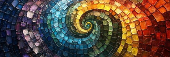 Poster - Abstract digital art of colorful mosaic spirals and curves, representing the complexity and beauty in data visualization
