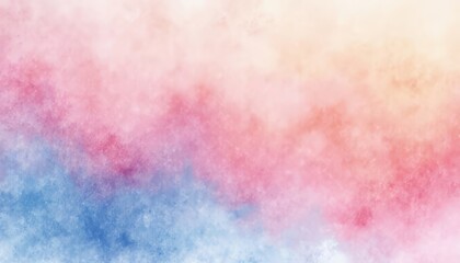 Aufkleber - Abstract watercolor painting features a blend of pink, blue, and red hues set against white, embodies soft, soothing tones, ideal for modern art spaces and design projects seeking a serene atmosphere