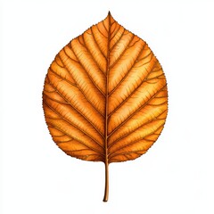 A detailed illustration of a vibrant autumn leaf, showcasing its rich orange color and intricate vein patterns.