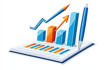 Poster - Colorful business graphs and charts on a paper, demonstrating growth and analysis.