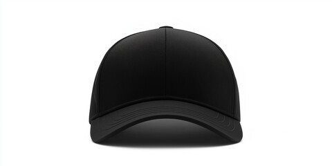 Poster - Front view of black baseball cap on white background