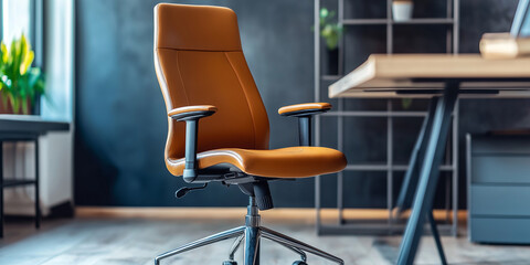 Poster - Modern ergonomic office chair standing in stylish workspace