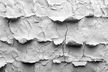 Abstract White Torn Peeling Wallpaper Texture with Crumpled Paper Effect for Advertising Poster Design