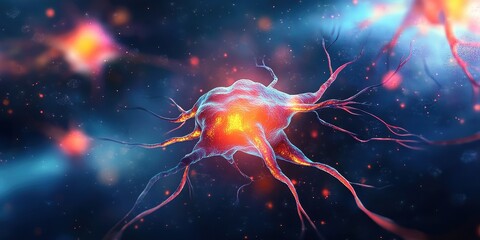 Poster - Vibrant Neuron in the Nervous System Background