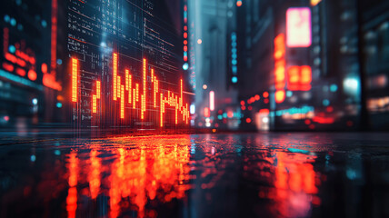Poster - Understanding Financial Movements: Candlestick Graphs Overlaid on Stock Price and Cityscape
