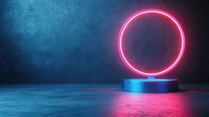 Poster - Futuristic 3D Neon Asset Display with Circular Symbol