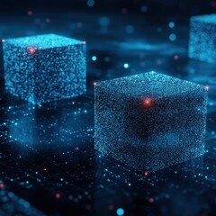 Poster - Glowing Holograms in Futuristic Tech Display