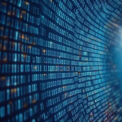 Poster - Digital Ledger Display with Asset Codes and Data Flow