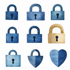 Poster - Lock and Shield Icons in Blue Tones