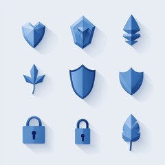 Poster - Blue Security Icons in Flat Design