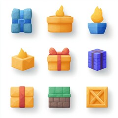 Poster - Vibrant Icons of Simple Barter Assets in a Set