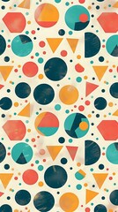 Vibrant retro geometric pattern showcasing circles in bold colors, suitable for playful and vintage aesthetics