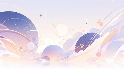 Wall Mural - Minimalist pastel abstract designs feature simple shapes and lines, with soft gradients and subtle texture enhancements