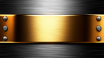 Gold Metal Plate With Brushed Texture.