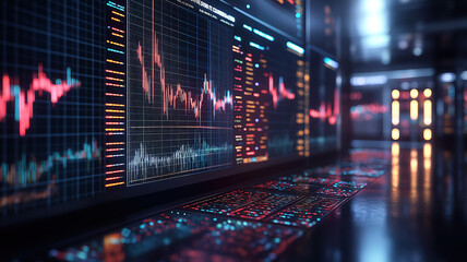 Poster - Dynamic stock exchange chart paired with business analysis diagram for strategic investment decisions