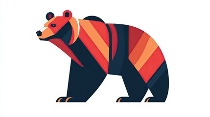 Abstract bear icon, minimalist design with bold lines and simple shapes.