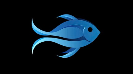 Poster - Abstract fish logo with flowing lines, emphasizing simplicity and clean design.