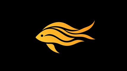 Poster - Abstract fish logo with flowing lines, emphasizing simplicity and clean design.