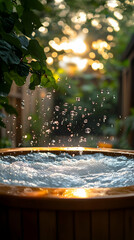 Wall Mural - golden hour water droplets - realistic photo