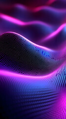 Wall Mural - Abstract Background with Neon 3D Waves